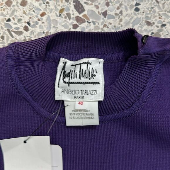 Angelo Tarlazzi purple eggplant mini dress knit 40 US 8 - Picture 3 of 5
